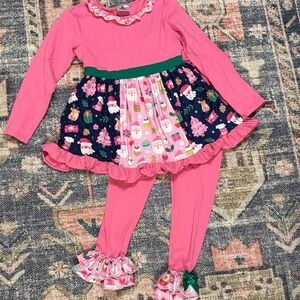 Ruffle Girl Pink Festive 2 piece outfit